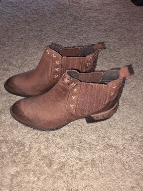 Women’s Brown Ankle Boots with Studded Heel